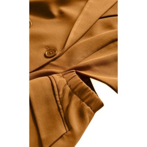 City Chic Plus Size Tuxedo Twyla Dress Tan Caramel Double Breasted Long Sleeve - Picture 5 of 6